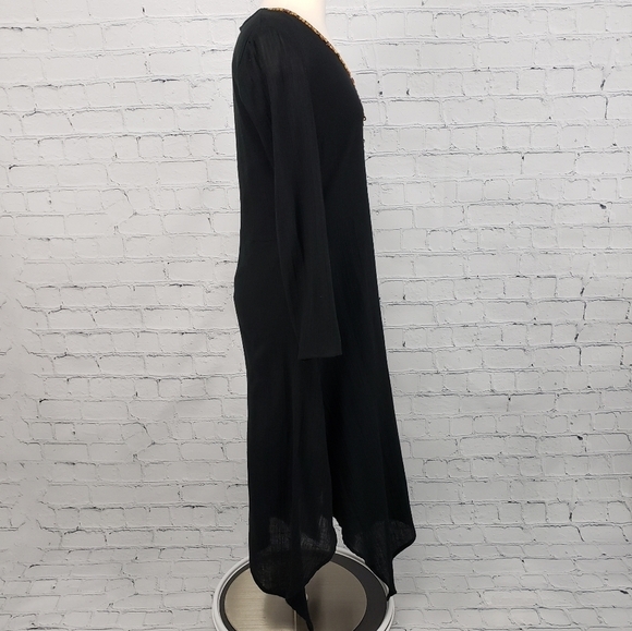 Anthony Design Womens Dress Size S Black Midi Boho Ethnic Hippie Grunge Art Deco - Picture 3 of 14